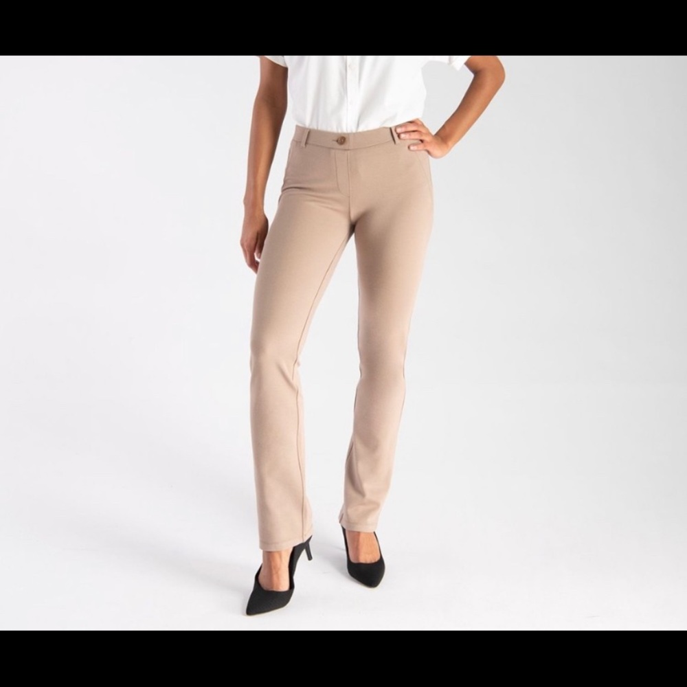 Betabrand Straight-Leg Classic Dress Pant Khaki MP